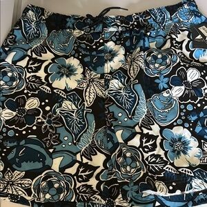 Nautica Men’s Blue and Black Tropical print Swim Shorts XXL by